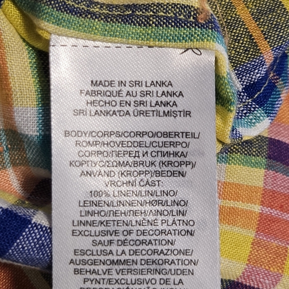 Ralph Lauren LRL Black Label Womens Linen Yellow Plaid Tunic Popover Top Medium - Picture 9 of 12